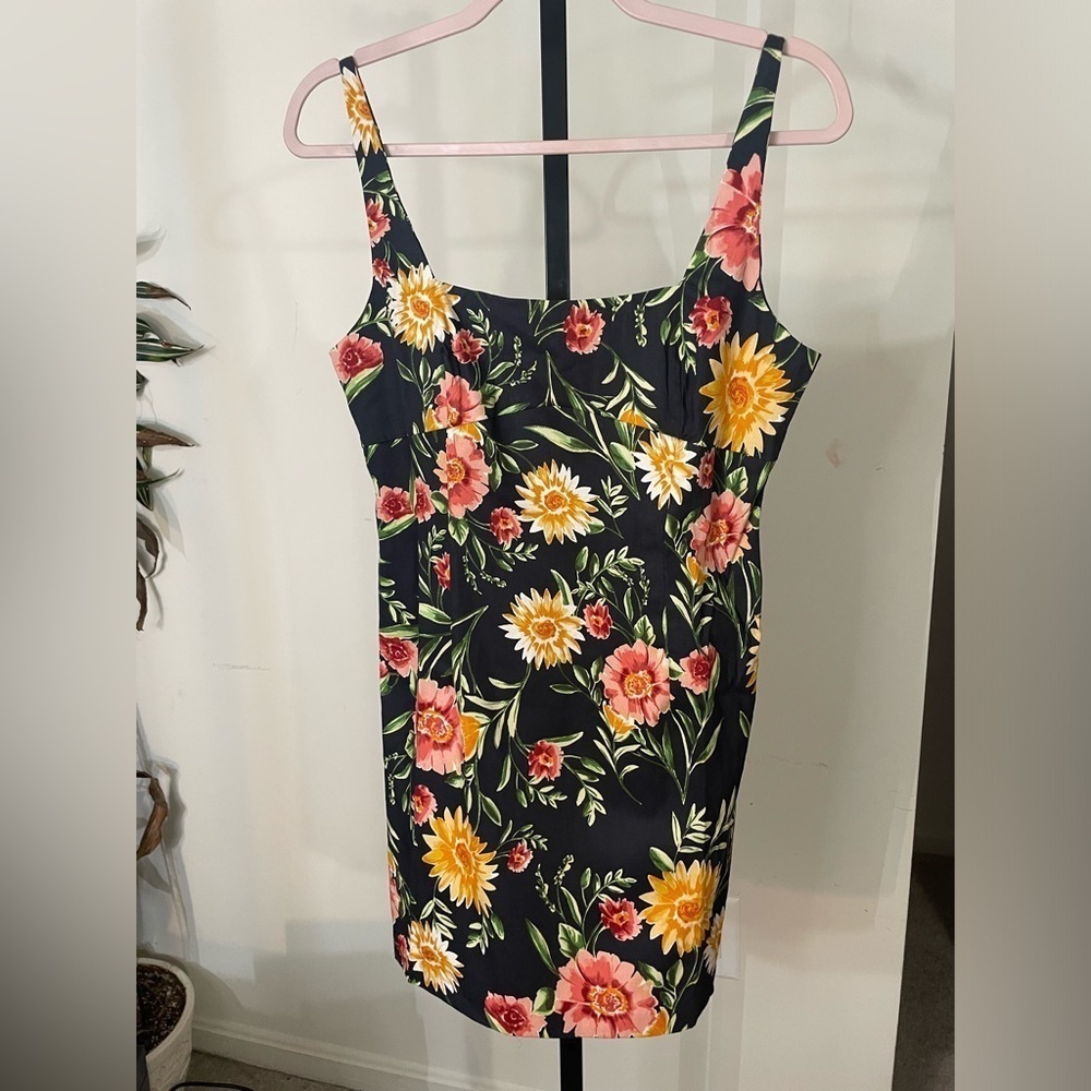 NWT Olivaceous Floral Cotton Mini Dress, Size Large. Cocktail, wedding, 90s - Picture 2 of 8